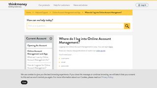 
Logging in to online banking | Help & Support - ThinkMoney  
