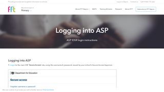 
                            3. Logging into ASP - FFT - Analyse School Performance Portal