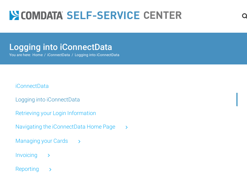 
                            2. Logging into iConnectData - Comdata Self-Service Center