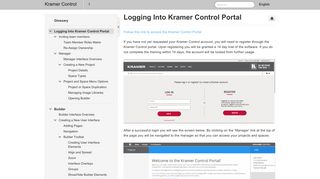 
                            3. Logging Into Kramer Control Portal - Kramer Control - 1 - Manula - Kramer Portal