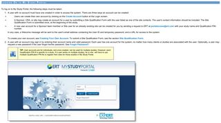 Logging On to My Study Portal - The ERT Global Account - Ert My Study Portal