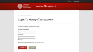 
Login - Account Management - Cardinal Stritch University  
