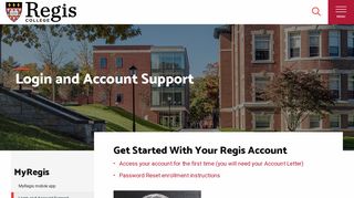 Login and Account Support  Regis College