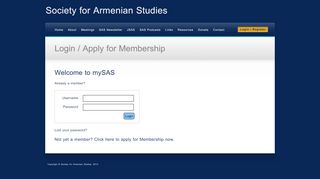 
                            9. Login / Apply for Membership - Society for Armenian Studies - Mysas Portal