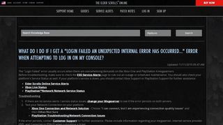 
                            1. LOGIN FAILED An unexpected Internal Error has occurred - Elder Scrolls Online Portal Error Ps4
