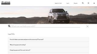 Login FAQs | Lexus Financial - Lexusfinancial Com Portal