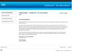 LOGIN HELP - CitiDirect® for Securities