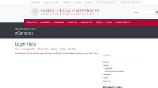 
Login Help - Technology at SCU - Santa Clara University
