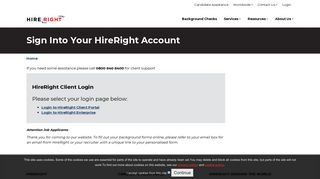 Login - HireRight - Certified Background Profile Portal