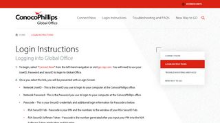 Login Instructions  ConocoPhillips Global Office