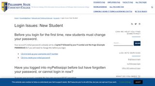 Login Issues: New Student - Pellissippi State Sites - Pellissippi State Community College Portal