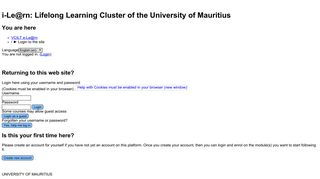 
                            6. Login - Lifelong Learning Cluster of the - University of Mauritius - Icms Moodle Login