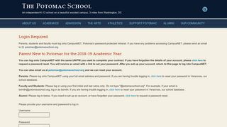 
                            9. Login - Potomac School - Campus Net Portal