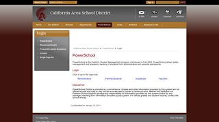
Login / PowerSchool - California Area School District  
