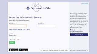 
                            3. Login Recovery Page - MyCenturaHealth - Centura Health Portal
