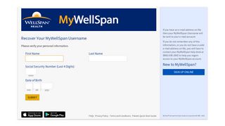 
                            5. Login Recovery Page - MyWellSpan - My Wellspan Health Portal