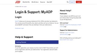 
Login & Support - ADP  
