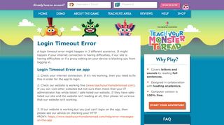 
Login Timeout Error - Teach Your Monster to Read  
