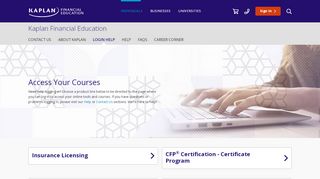 
                            1. Login to Access Your Courses | Kaplan Financial Education - Kaplan Insurance Continuing Education Portal