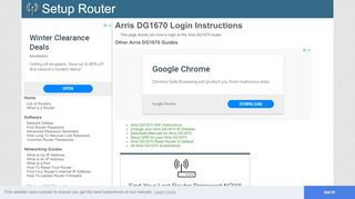 
                            1. Login to Arris DG1670 Router - SetupRouter - Cable One Router Portal