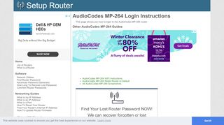 
                            4. Login to AudioCodes MP-264 Router - SetupRouter - Commander Router Portal