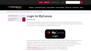 
                            5. Login to MyCanvas | Mohawk College - Mohawk College Portal