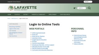 Login to Online Tools - Lafayette School District - Stanley Middle School Portal
