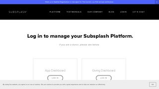 Login to Subsplash | Subsplash - Subsplash Dashboard Portal