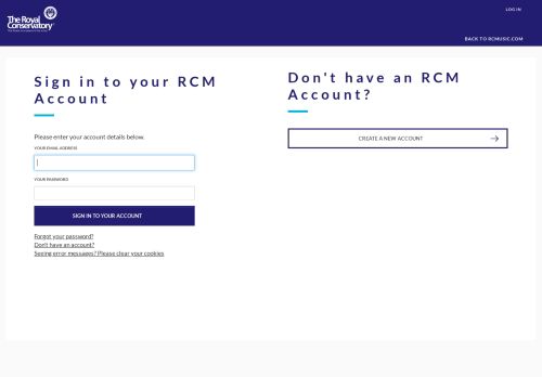 
Login to the Royal Conservatory  
