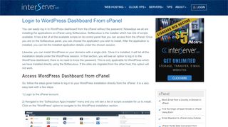 
                            2. Login to WordPress Dashboard From cPanel - Interserver Tips - Interserver Portal