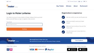 
Login to Your Account | Mater Lotteries  
