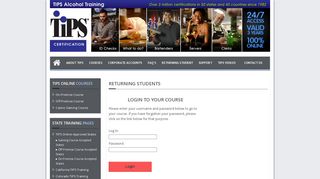 
                            2. Login to your course - TIPS Alcohol Training - Tips Alcohol Training Portal