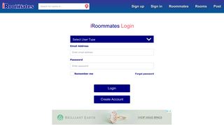 Login to your iRoommates.com roommate account for posting ...