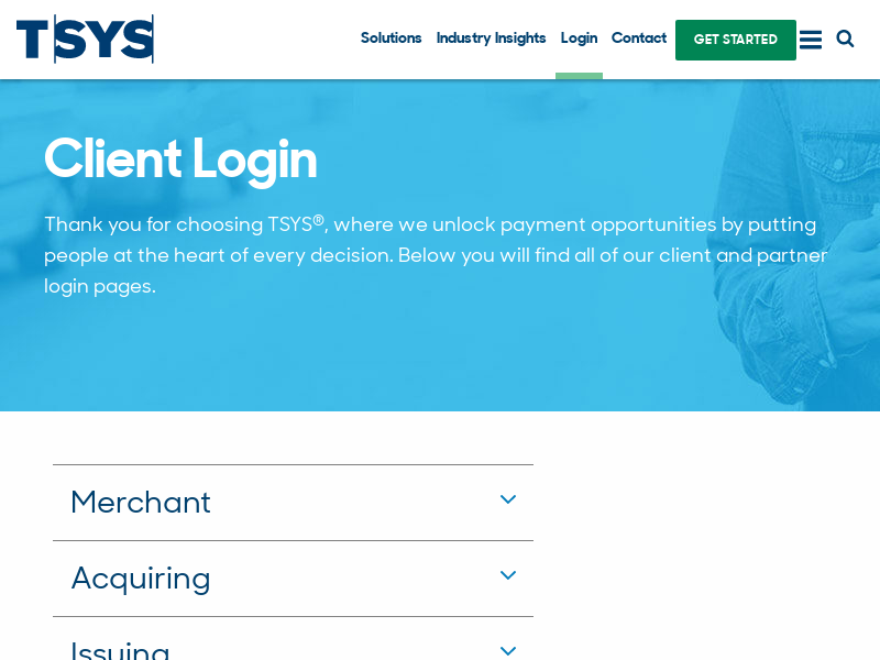 
                            8. Login: TSYS Client Login & Partner Portal
