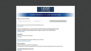 
                            5. Login with Your Username/Password - Lanier Technical College - Ltc Blackboard Portal