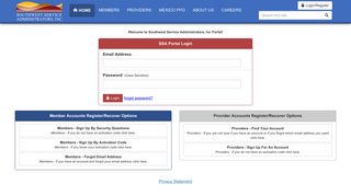 
                            5. Login/Register - Southwest Service Administrators, Inc. - Southwest Service Life Provider Portal