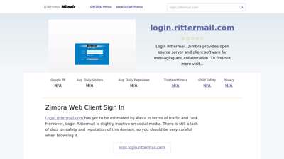 Login.rittermail.com website. Zimbra Web Client Sign In.