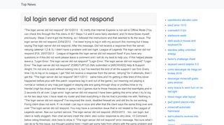 
                            7. 🤑 lol login server did not respond - - The Portal Server Did Not Respond League Of Legends 2016