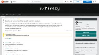 
                            8. Looking for someone with a novafile premium account - Piracy - Reddit - Novafile Premium Account Login