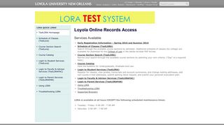 
                            1. LORA: Loyola Online Records Access - Loyola University New ... - Loyno Lora Portal