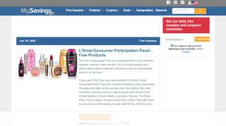 
L'Oreal Consumer Participation Panel - Free Products - Free ...  
