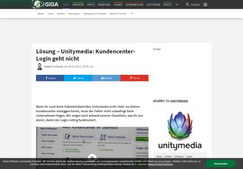 
 Lösung – Unitymedia: Kundencenter-Login geht nicht - Giga  
