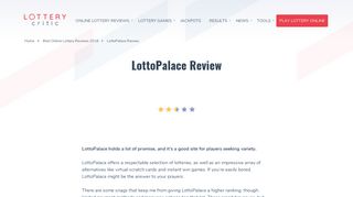 
                            1. LottoPalace Review 2018: 13 Lotteries, Cards and More ... - Lottopalace Portal