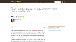 
                            2. Lowe's will shut down its Iris by Lowe's smart home platform ... - Lowes Iris Portal