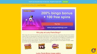 
                            8. Lucky Pants Bingo - Huge 300% Welcome Bonus and £5 Free - Lucky Pants Bingo Portal