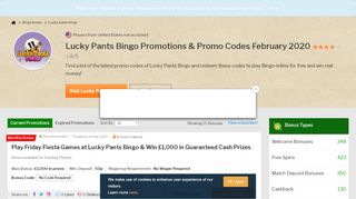 
                            5. Lucky Pants Bingo No Deposit Bonus Promo Codes January ... - Lucky Pants Bingo Portal