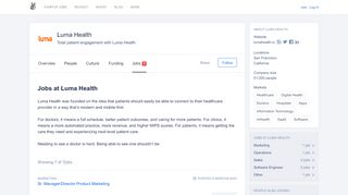 
                            7. Luma Health Jobs | AngelList - Luma Health Portal