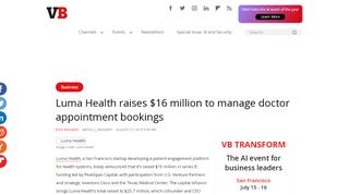 
                            4. Luma Health raises $16 million to manage doctor appointment ... - Luma Health Portal