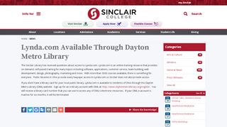 
                            8. Lynda.com Available Through Dayton Metro Library - Sinclair ... - Dayton Metro Digital Library Portal