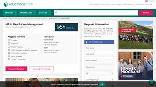
MA in Health Care Management IUBH ... - Educations.com  
